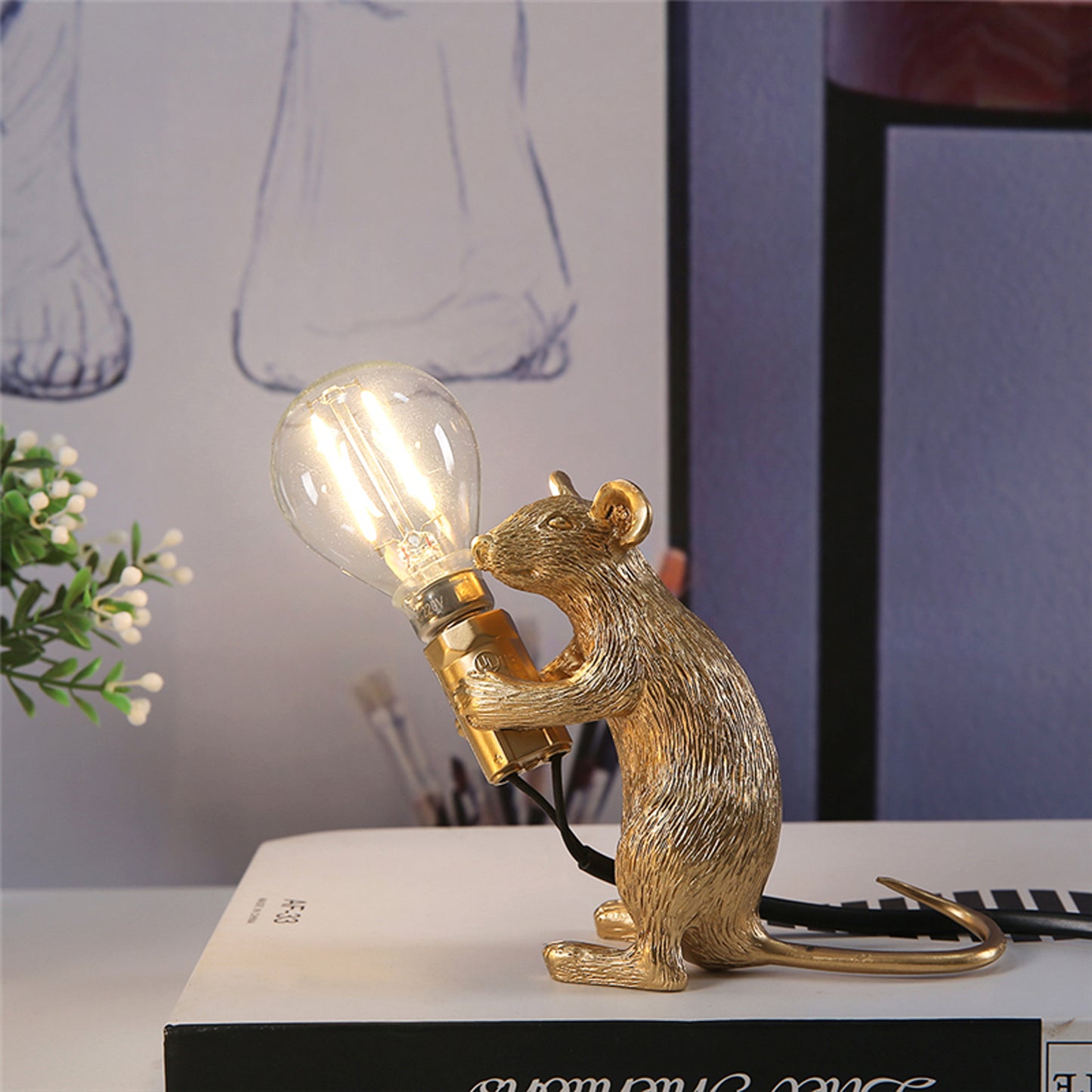 Nordic-Mäuse-Tischlampen in Weiß, Schwarz oder Gold