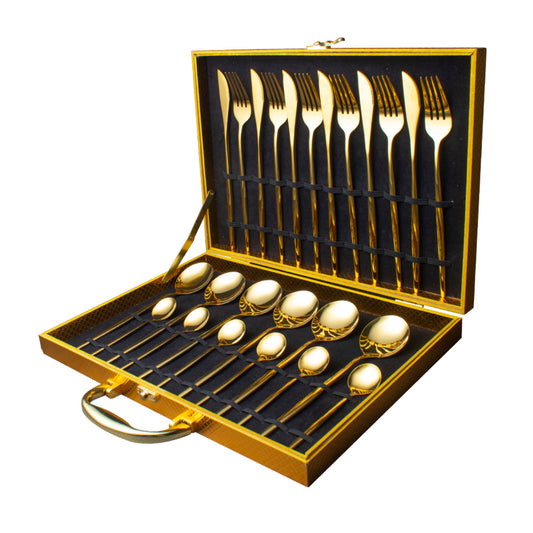 Luxury Dinnerware Set - 24PCS with Gold Case - 12 Colours