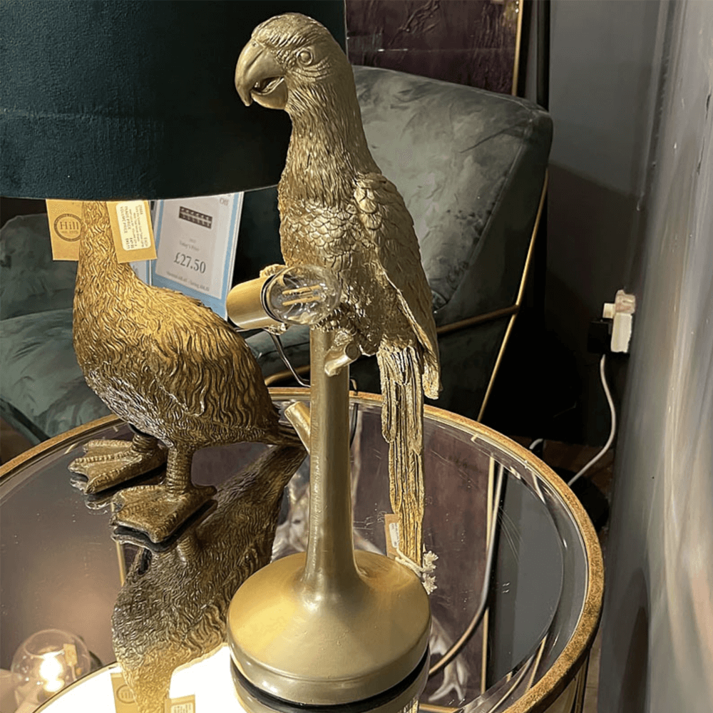 Percy The Parrot kultainen pöytälamppu