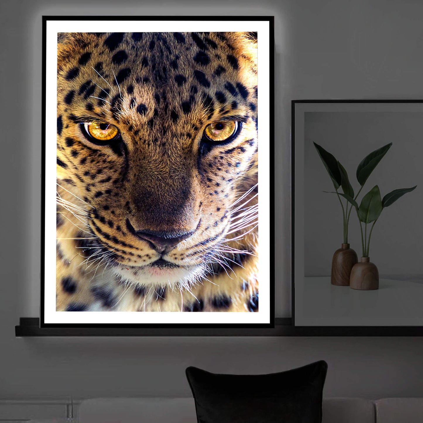 LED-bakbelyst Leopard-innrammet kunstlys (B)