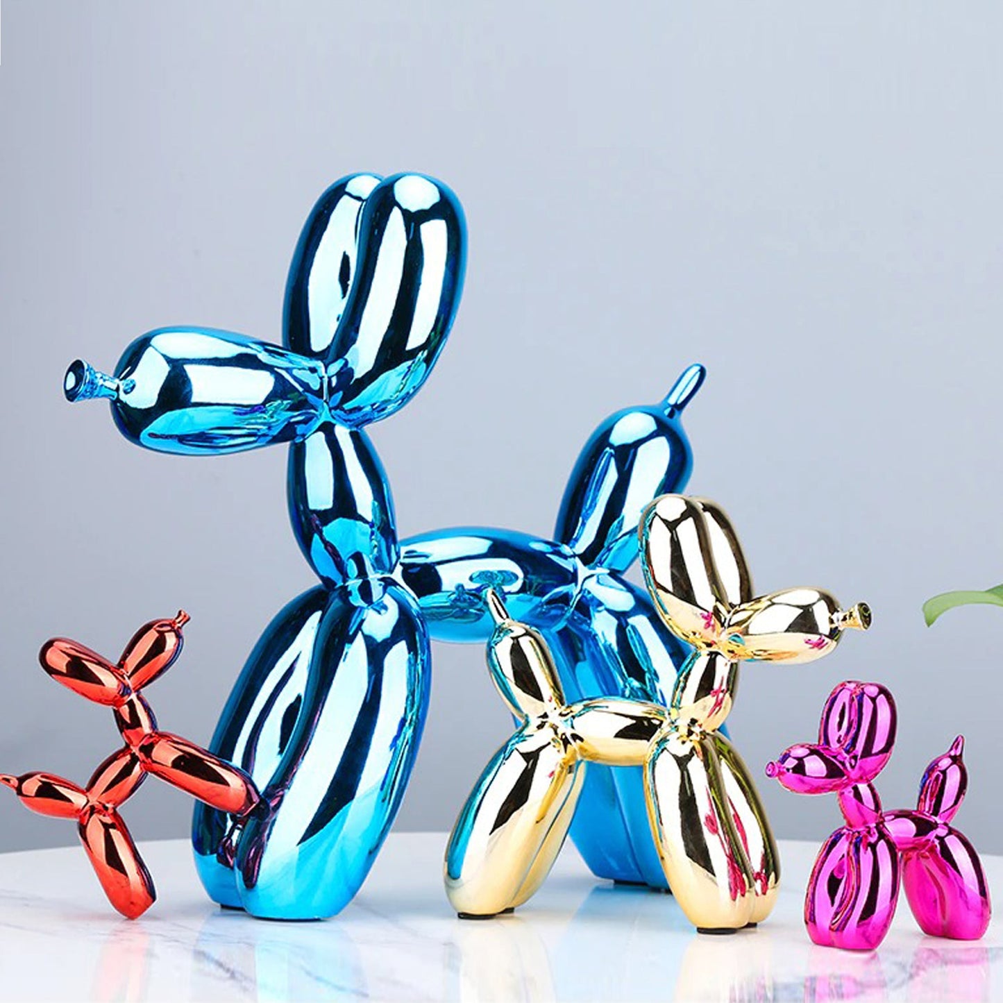 Galvanisierte Ballon-Hundeskulpturen - 10 Farben