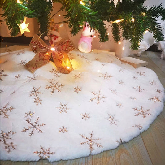 Christmas Tree Skirt - Snowflake Sparkle - Gold or Silver