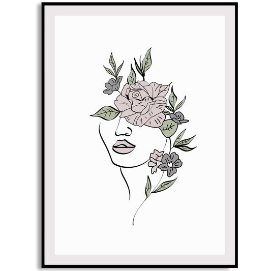 Dama de flores boho Lámina artística
