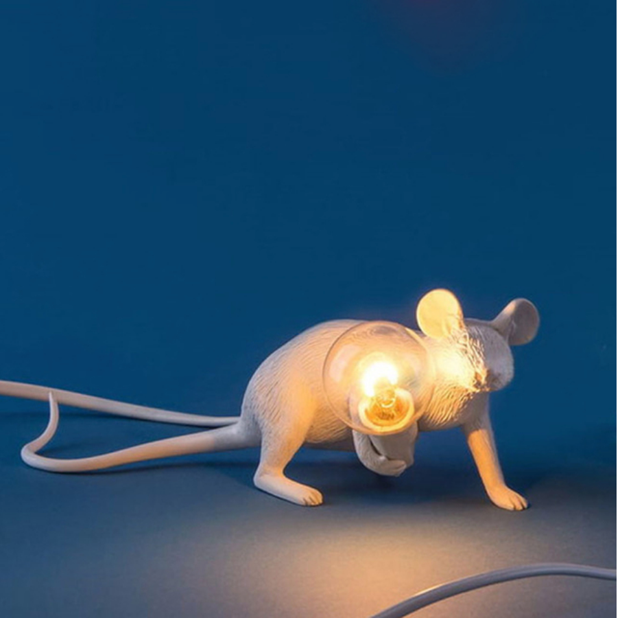 Lampade da tavolo Mice Nordic bianche, nere o dorate