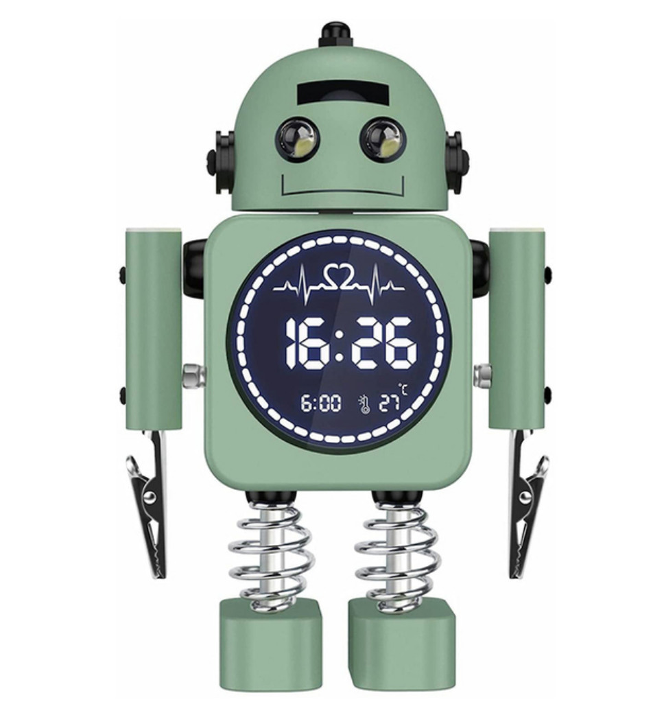 Retro Robot Alarm Clock with Light up Eyes - 5 Colours