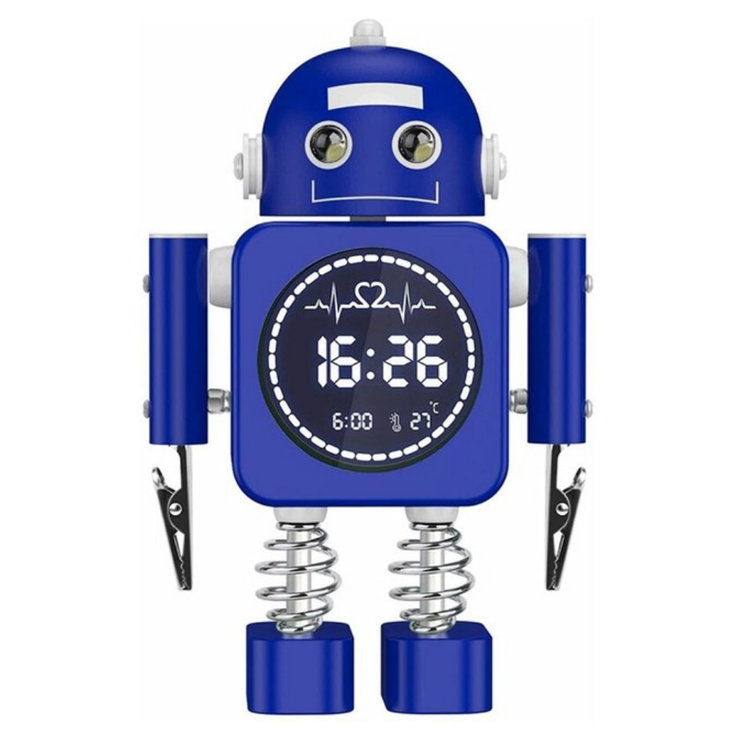 Réveil Robot Rétro avec Yeux Lumineux - 5 Couleurs