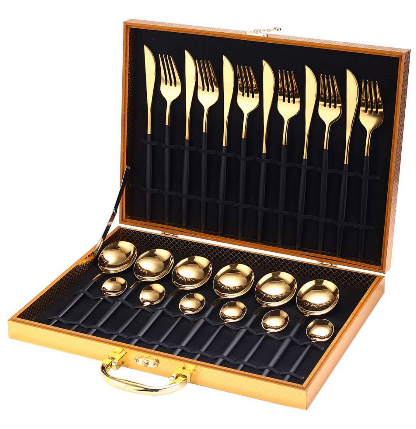 Luxus Dinnerware Set - 24PCS mat Gold Case - 12 Faarwen