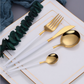 Luxus-Geschirr-Set mit Spiegeln in Weiß und Gold – 24-teilig