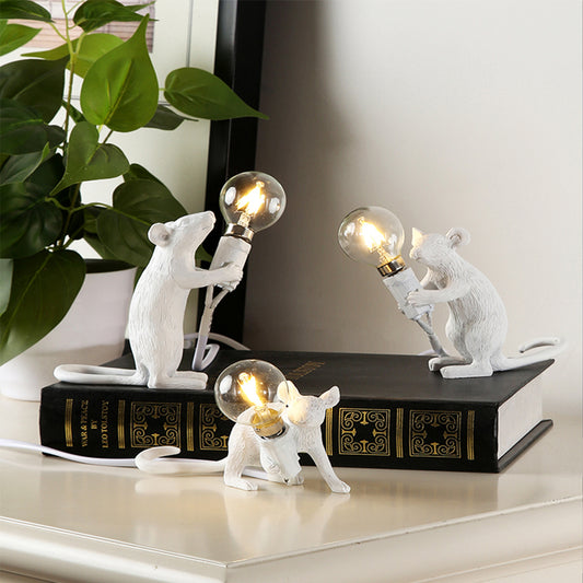 Nordic White, Black or Gold Mice Table Lamps