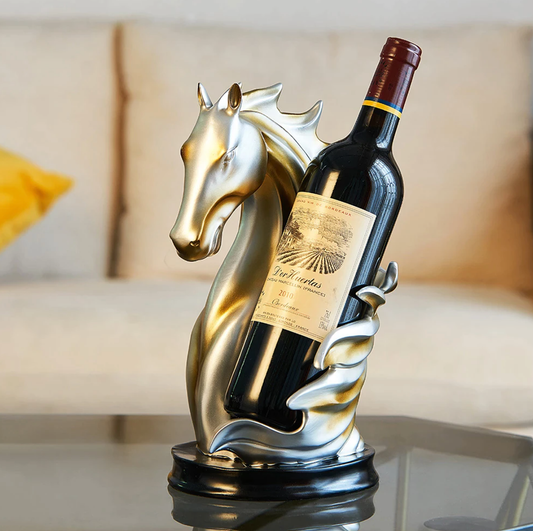 Gull eller blå hest vinflaskeholder