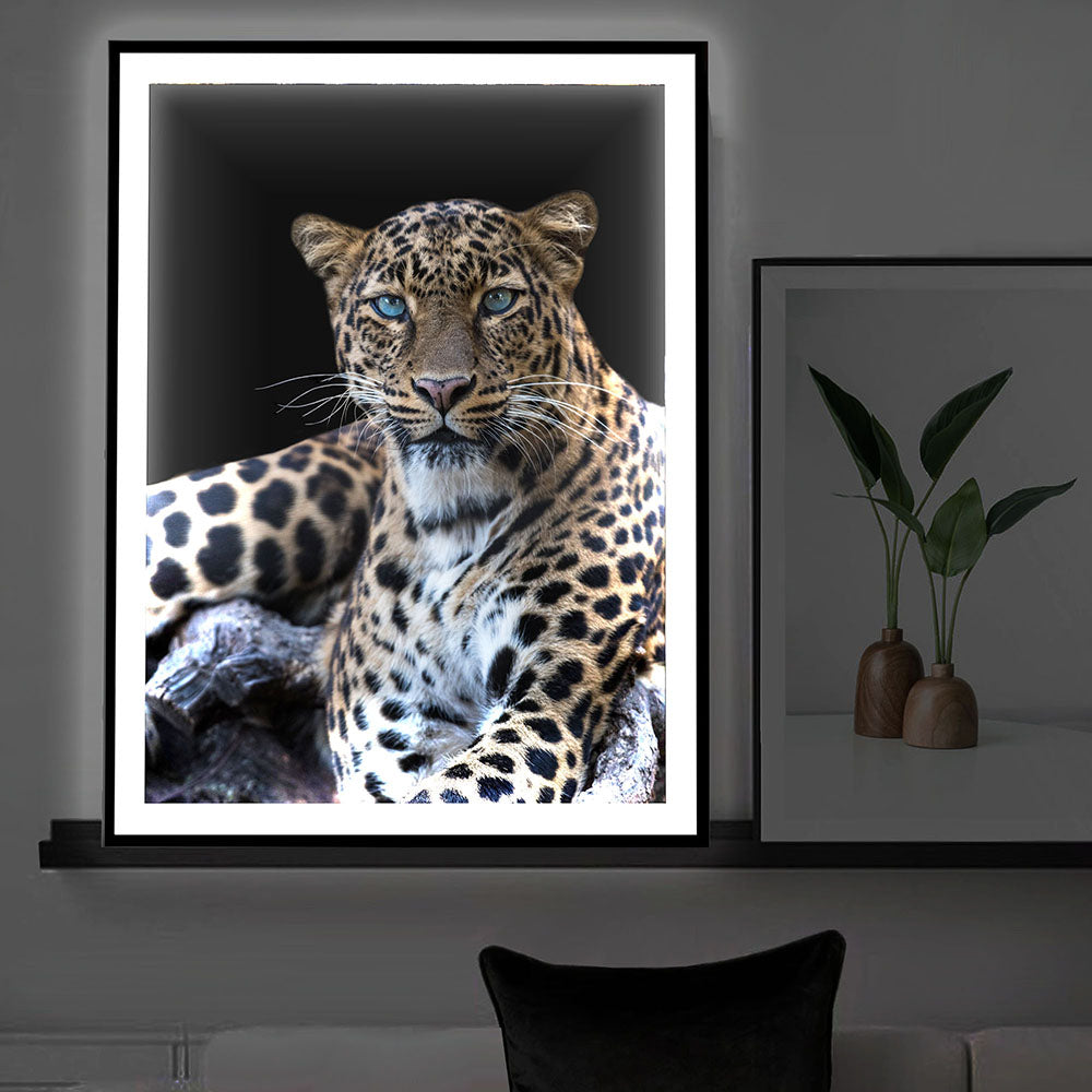 Lampe artistique encadrée léopard rétroéclairée par LED (A)