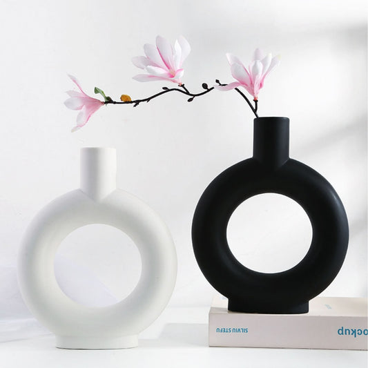 Nordic Black or White Hoop Vases