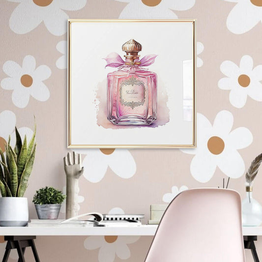 Botella de perfume rosa Lámina artística