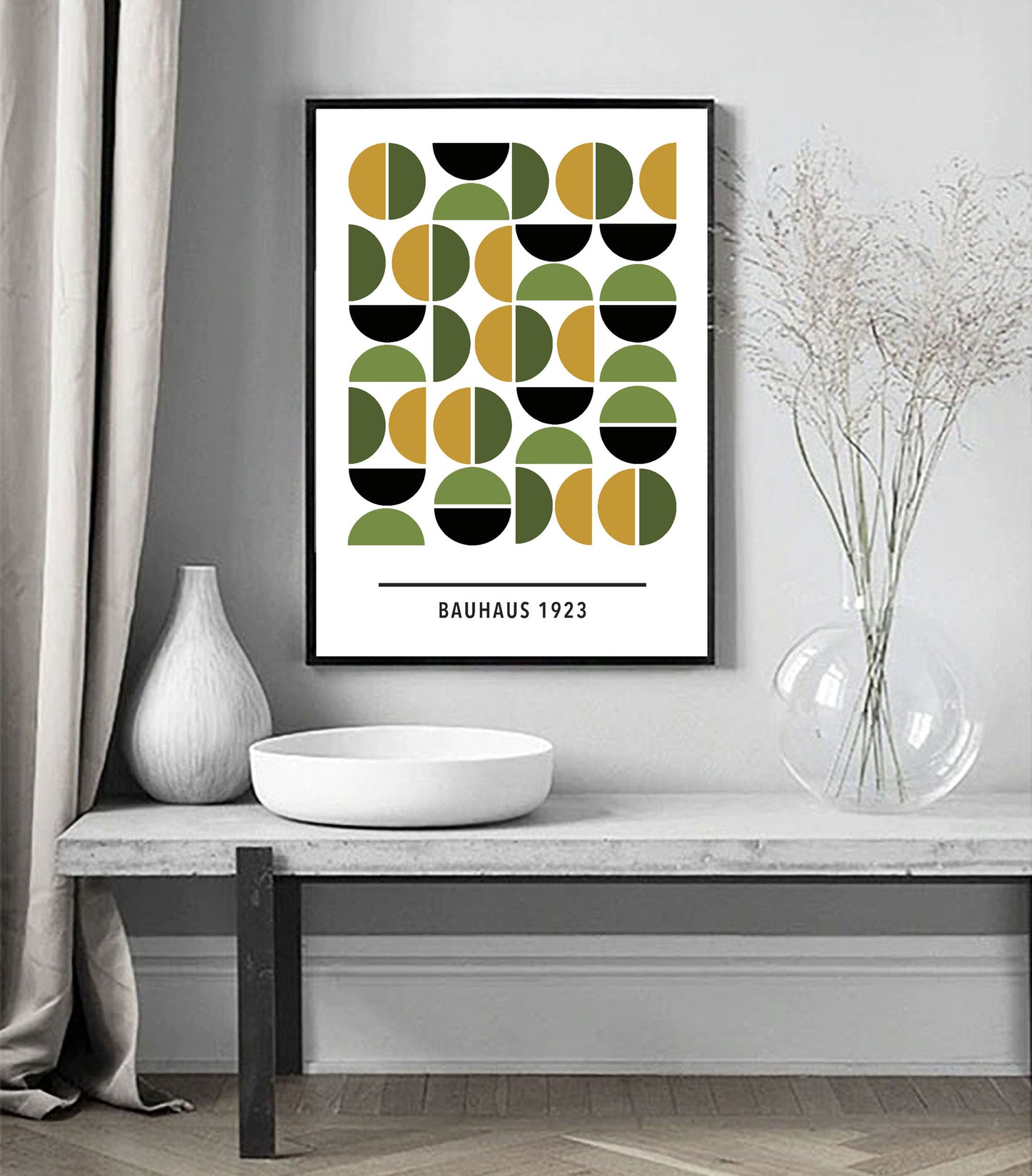 Grønn/gul Bauhaus kunsttrykk
