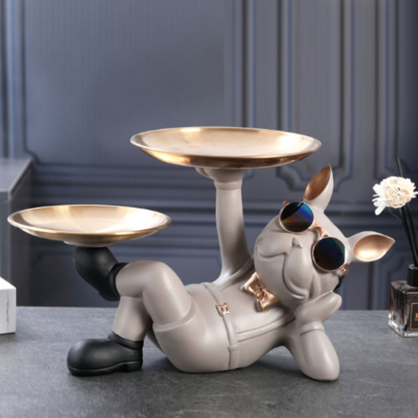 Französische Bulldogge Butler Skulptur - 5 Farben