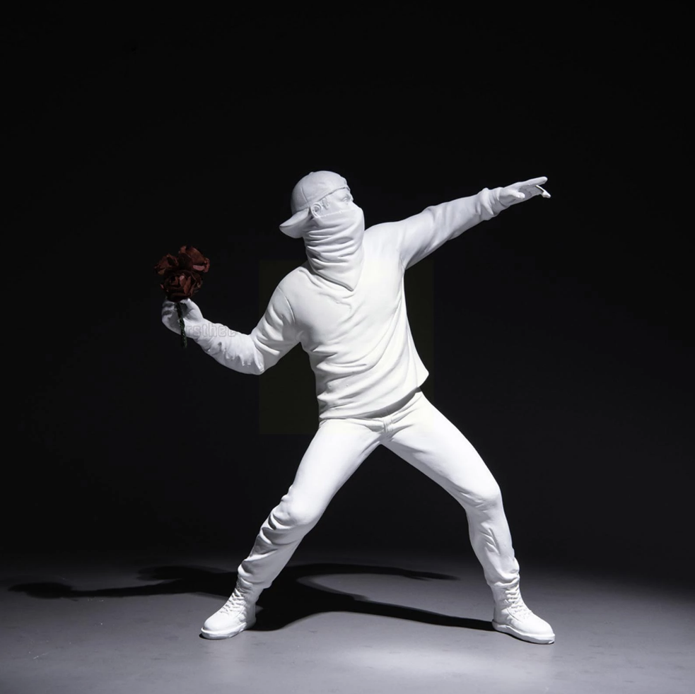Banksy Flower Thrower Statue | Iconic Modern Art Resin Sculpture