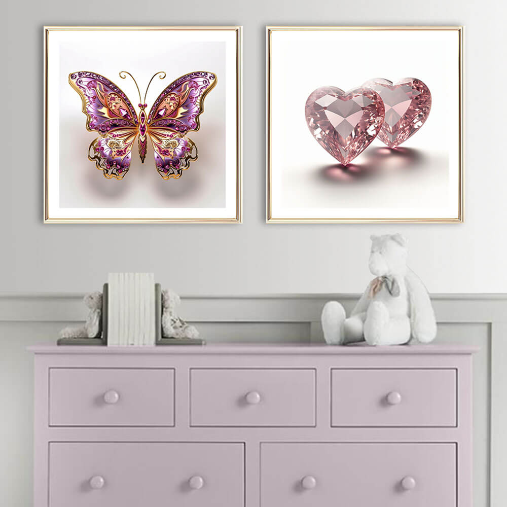 Rosa sommerfugl kunsttrykk