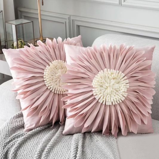 Blush Pink Flower Cushion Cover