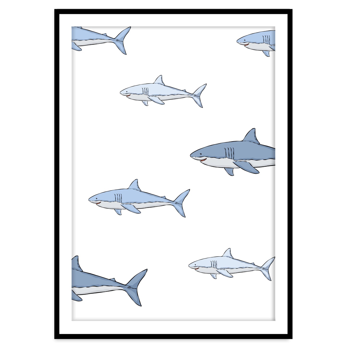 Stampa artistica del branco di squali