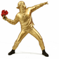 Artist Banksy flower thrower sculpture figurine in black, white or gold