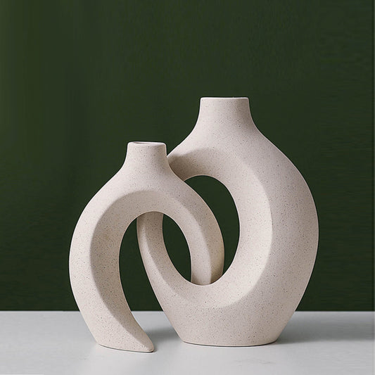 Boho Ceramic Hug Vases (Pair)