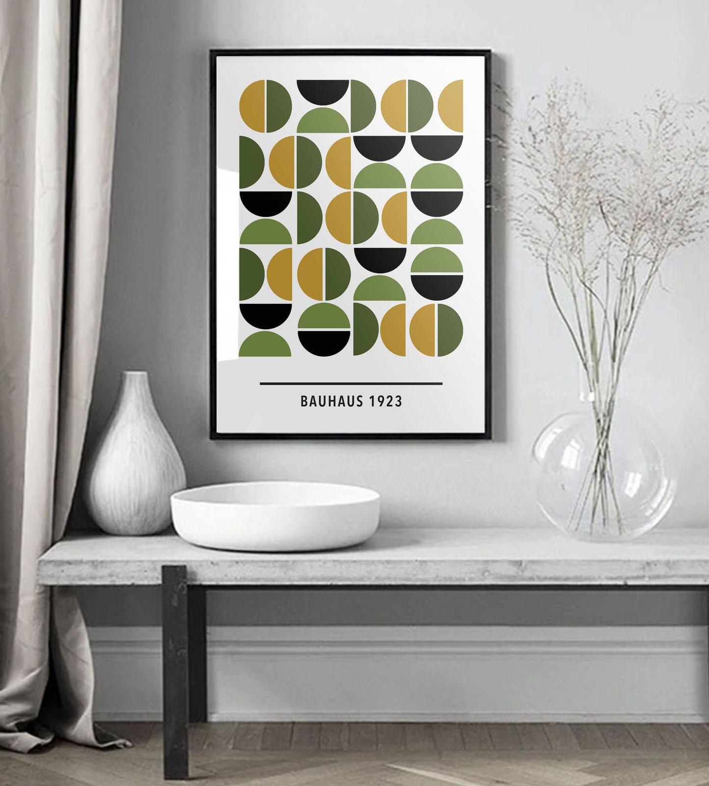 Grønn/gul Bauhaus kunsttrykk