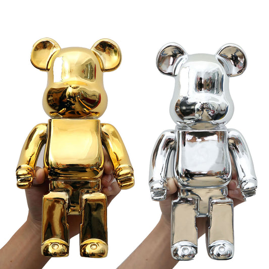 Bearbricks metallic kids ornament, teddy bear. Available in Silver and gold. More colours