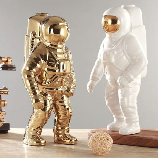 Gold or white spaceman, astronaut vase