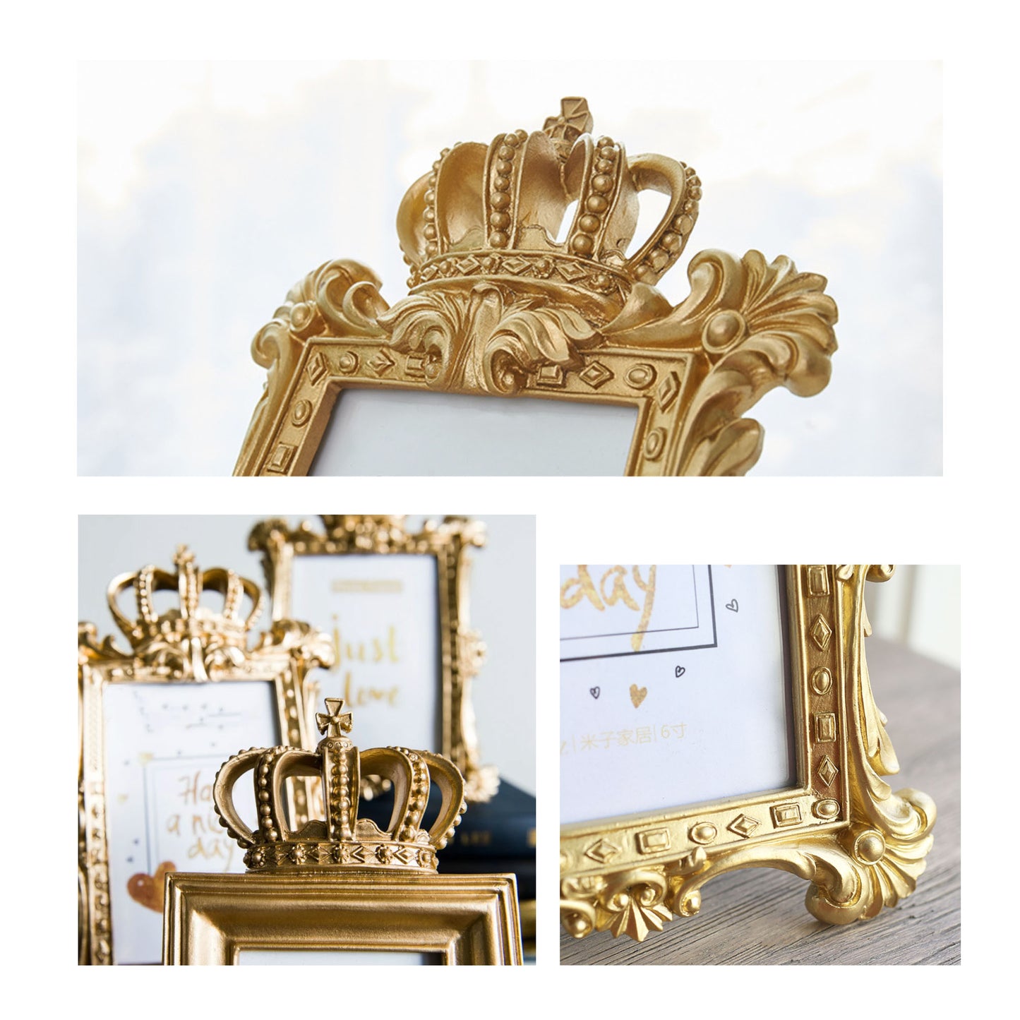 Cadres photo en or de la couronne de princesse