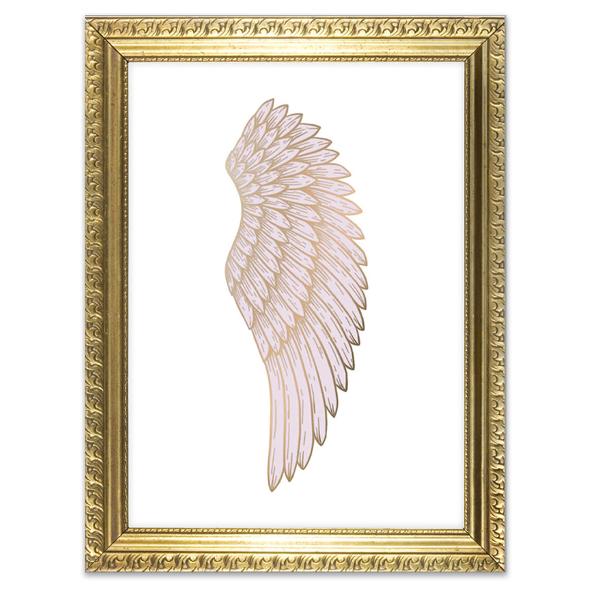 Girls pink & gold bedroom angel wing art posters