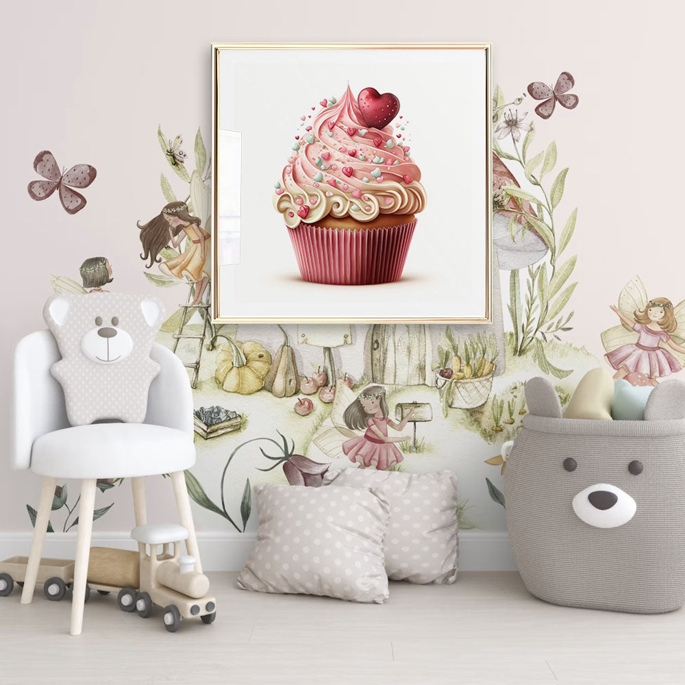 Hjerte Cupcake Art Print
