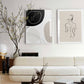 Boho beige abstract line art poster for living room