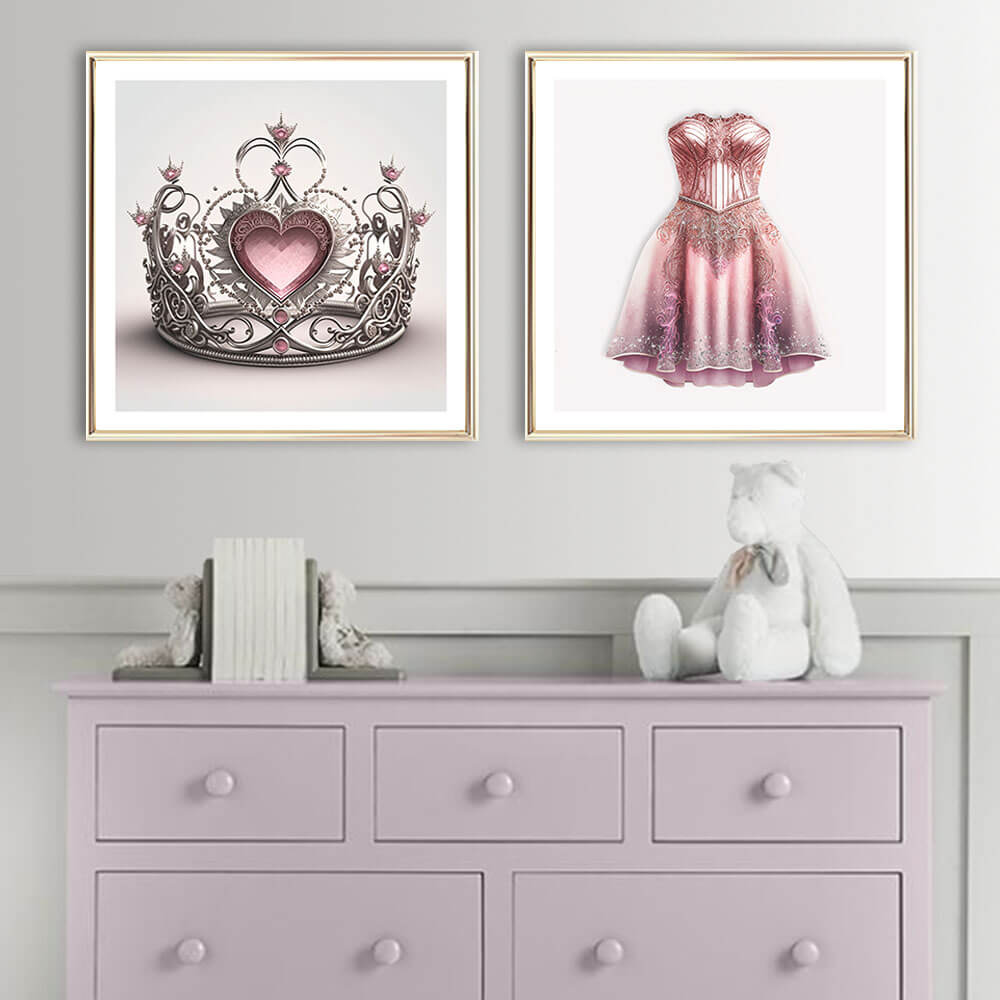 Pink Heart Crown Art Print
