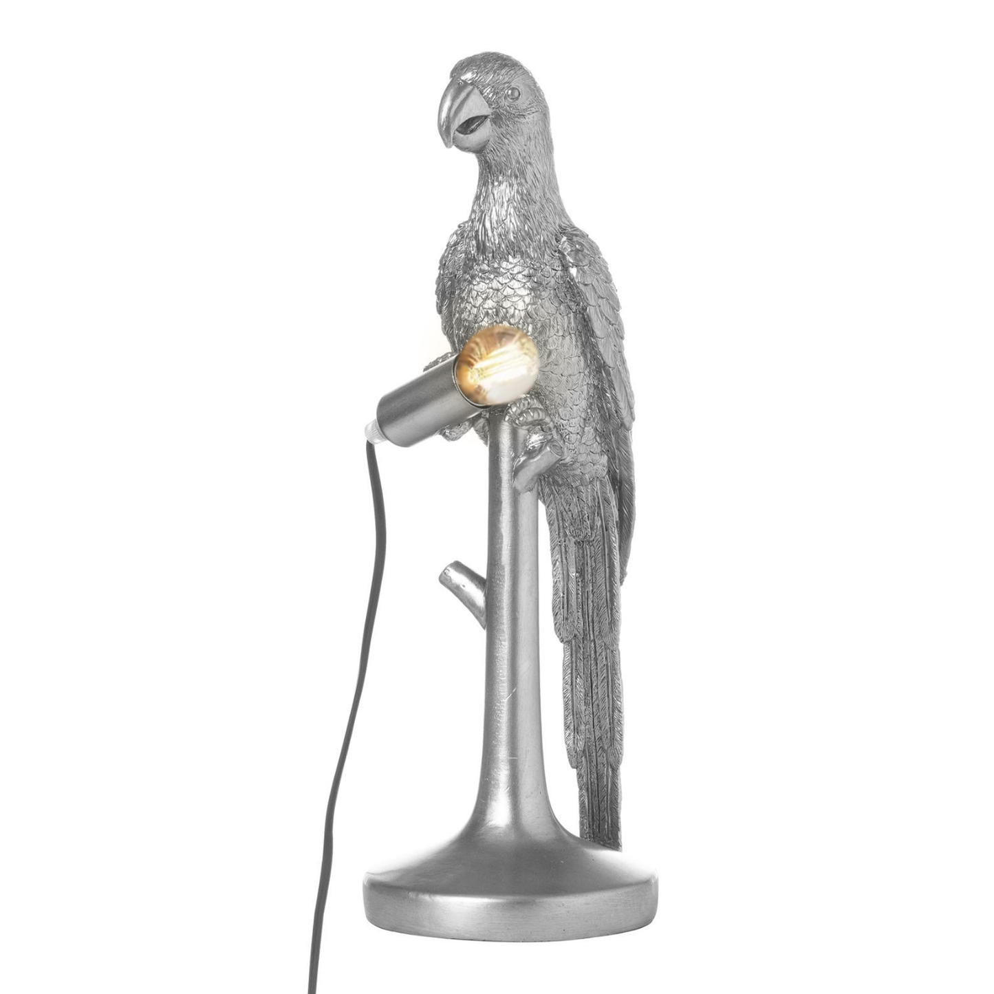 Lampe de table argentée Percy le perroquet