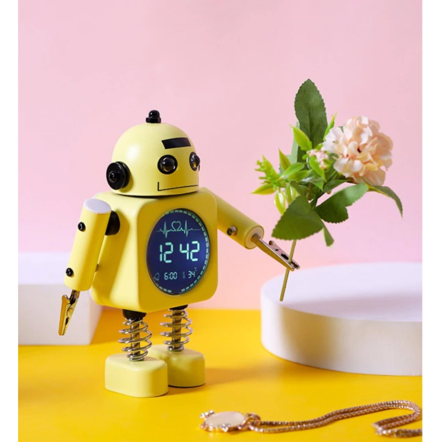 Retro Robot Alarm Clock with Light up Eyes - 5 Colours