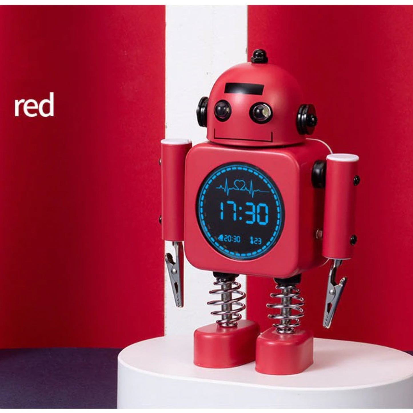 Retro robotvekkerklokke med lysende øyne - 5 farger