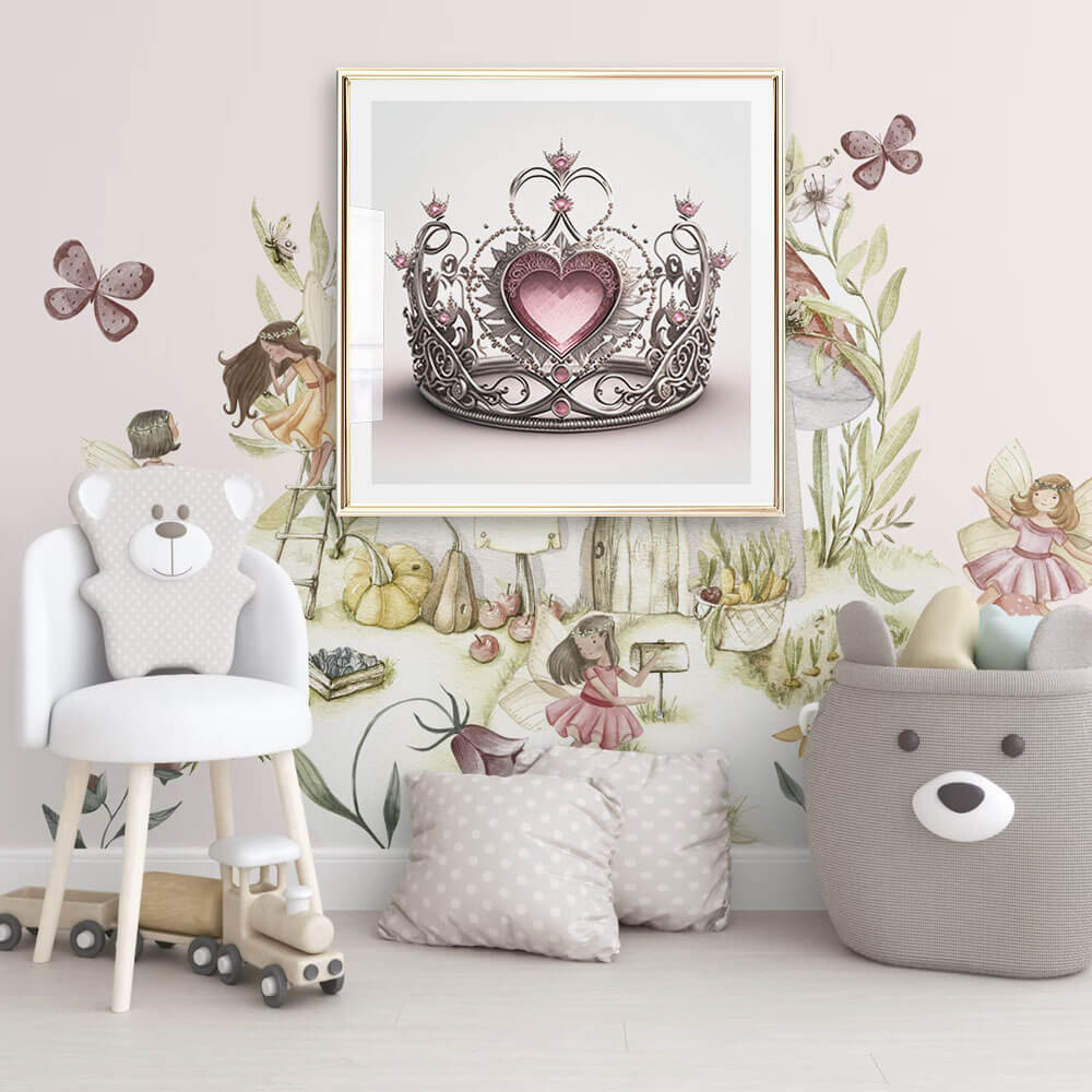 Pink Heart Crown Art Print