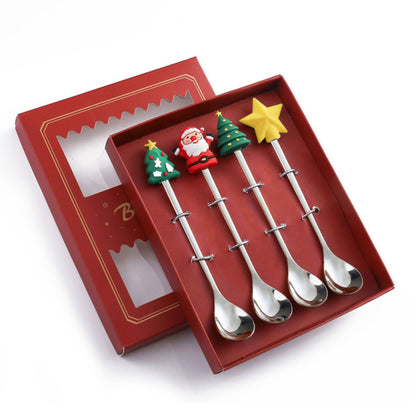 Cucharas navideñas para servir 4 piezas - Oro o plata